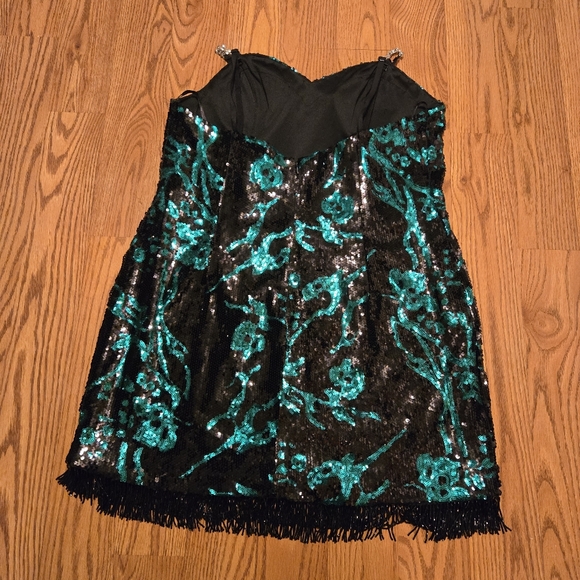 Alyce Jean De Lys Black Emerald Green Sequins Dress Mini Prom Formal Vintage 18 - Picture 3 of 16